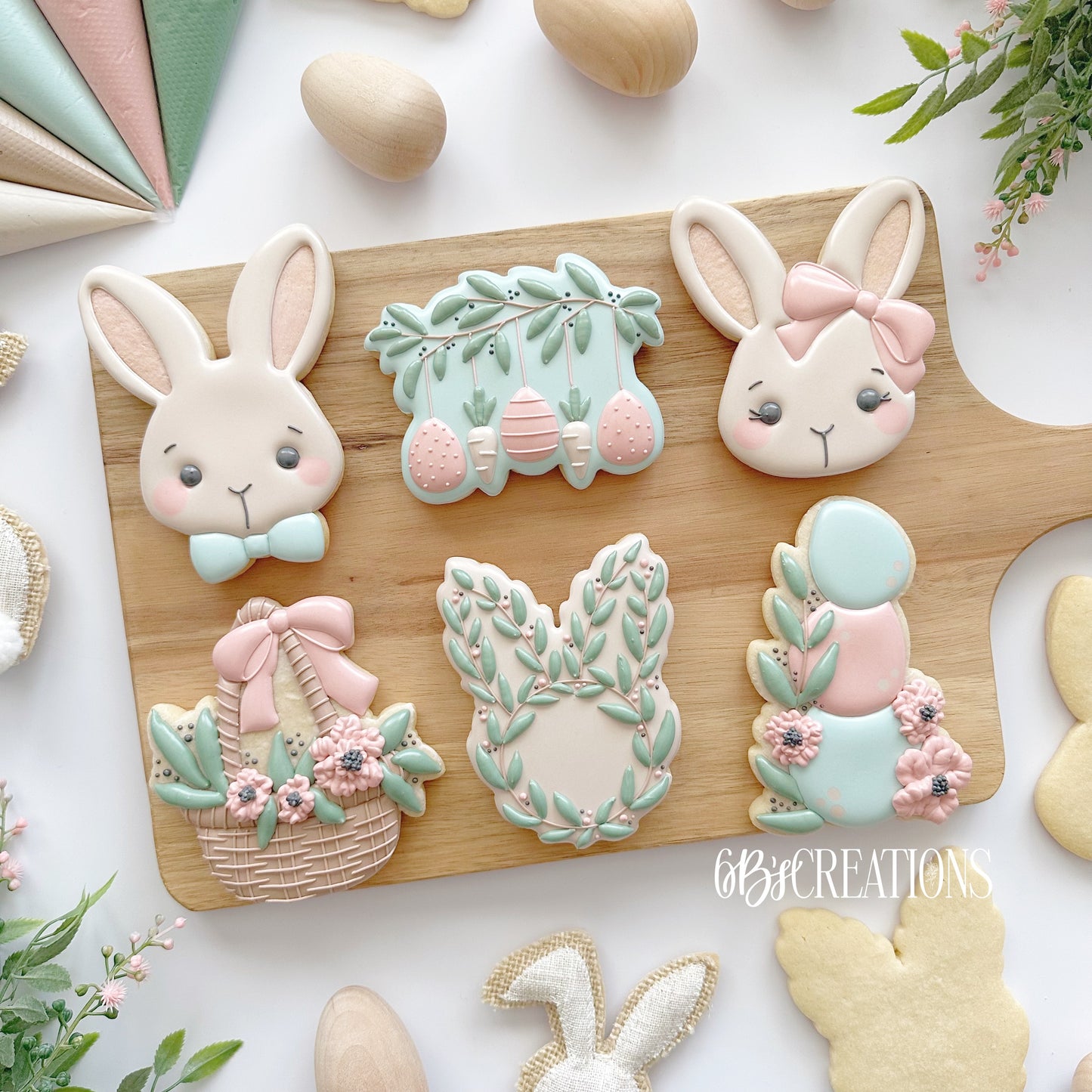 6 B's Creations (Teaching Partners) Floral Bunnies Set of 6 Cookie Cutters