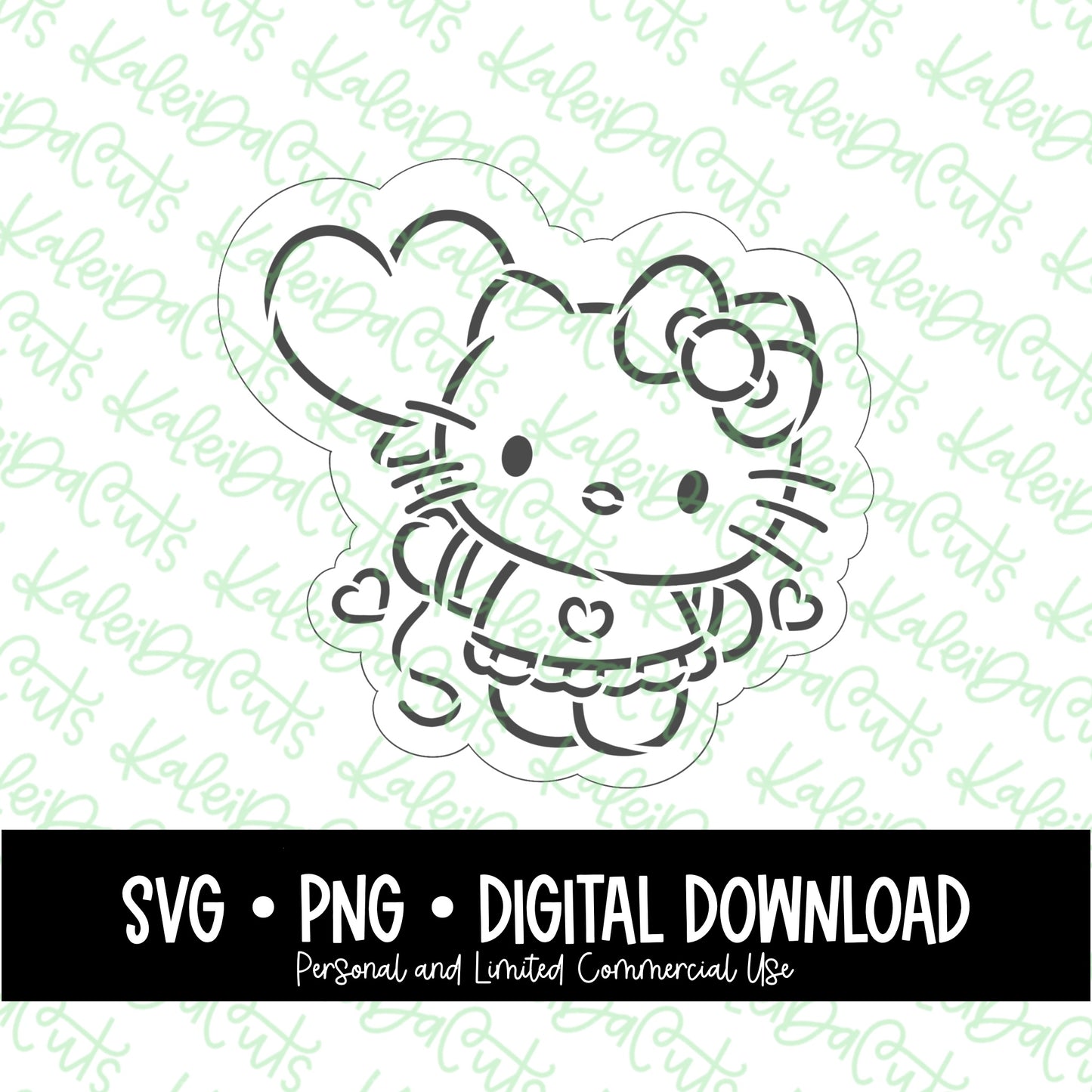 PYO Girly Kitty Heart Balloon Digital Download