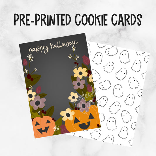 2024 Floral Halloween Cookie Card 3.5" x 5" Pre-Printed Pack of 25