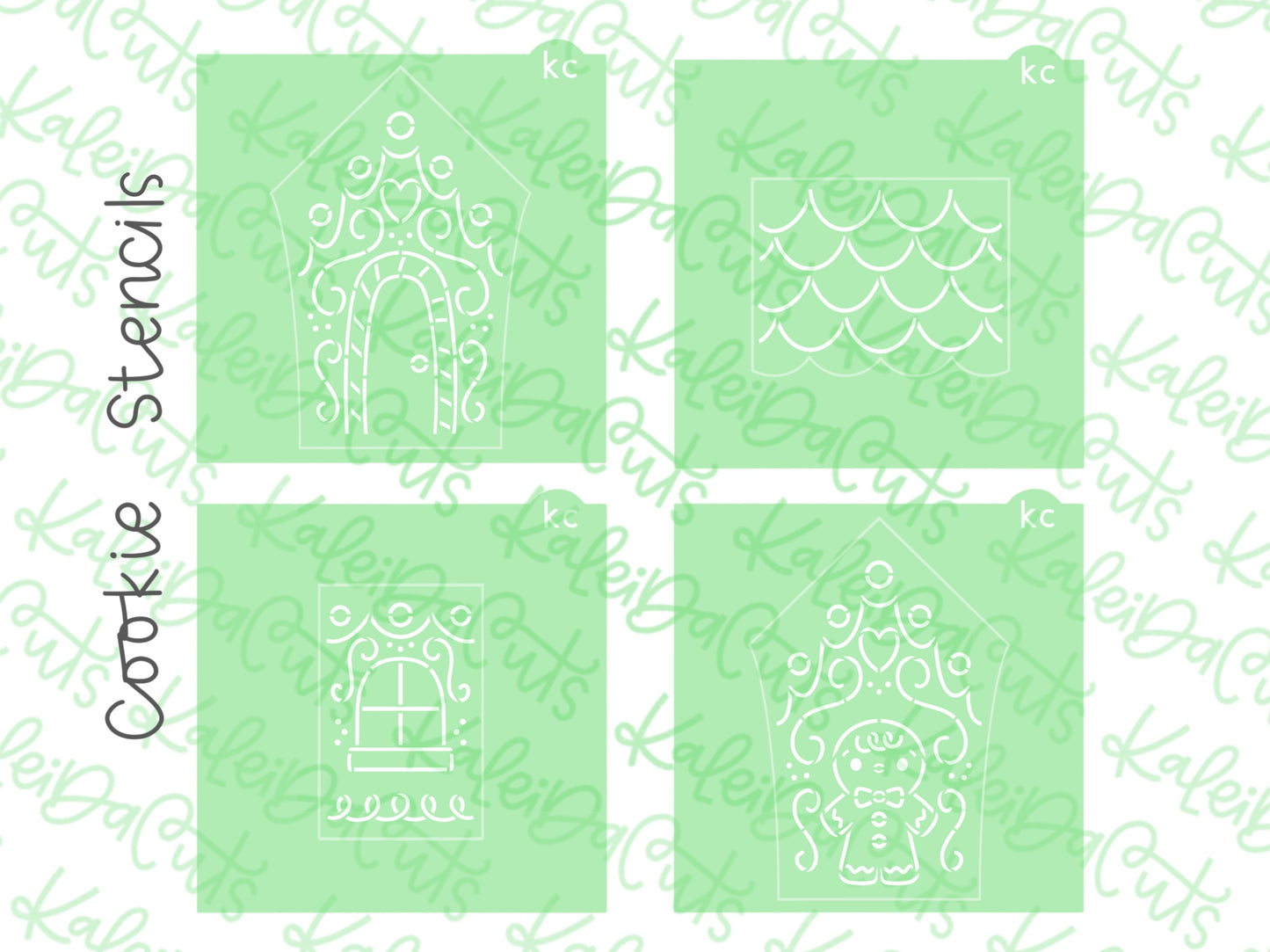 PYO Whimsical Gingerbread House Stencil Set of 4