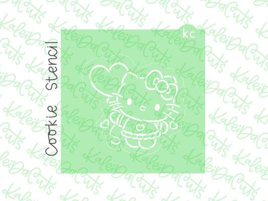 PYO Girly Kitty Heart Balloon Stencil