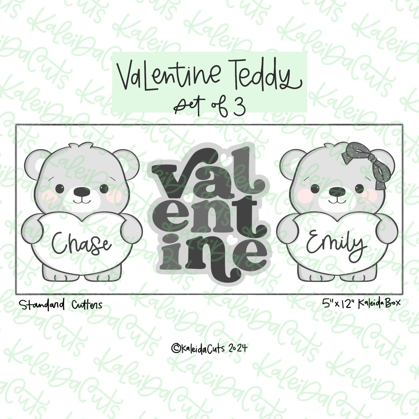 Valentine Teddy Cookie Cutter Set of 3