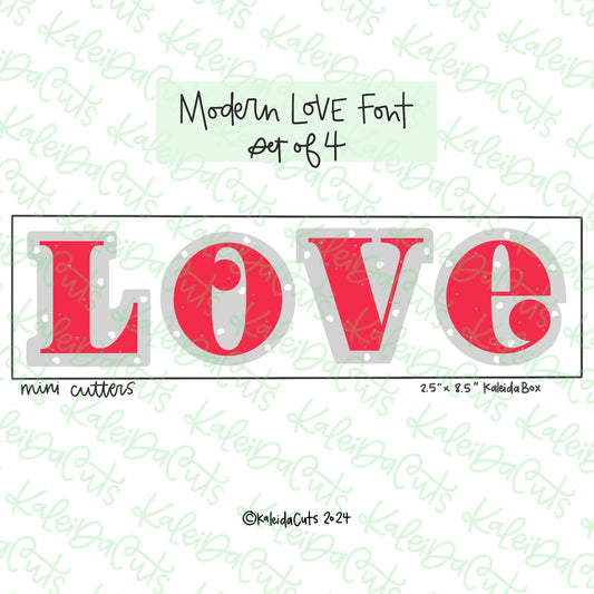 Modern Love Font Cookie Cutter Set of 4