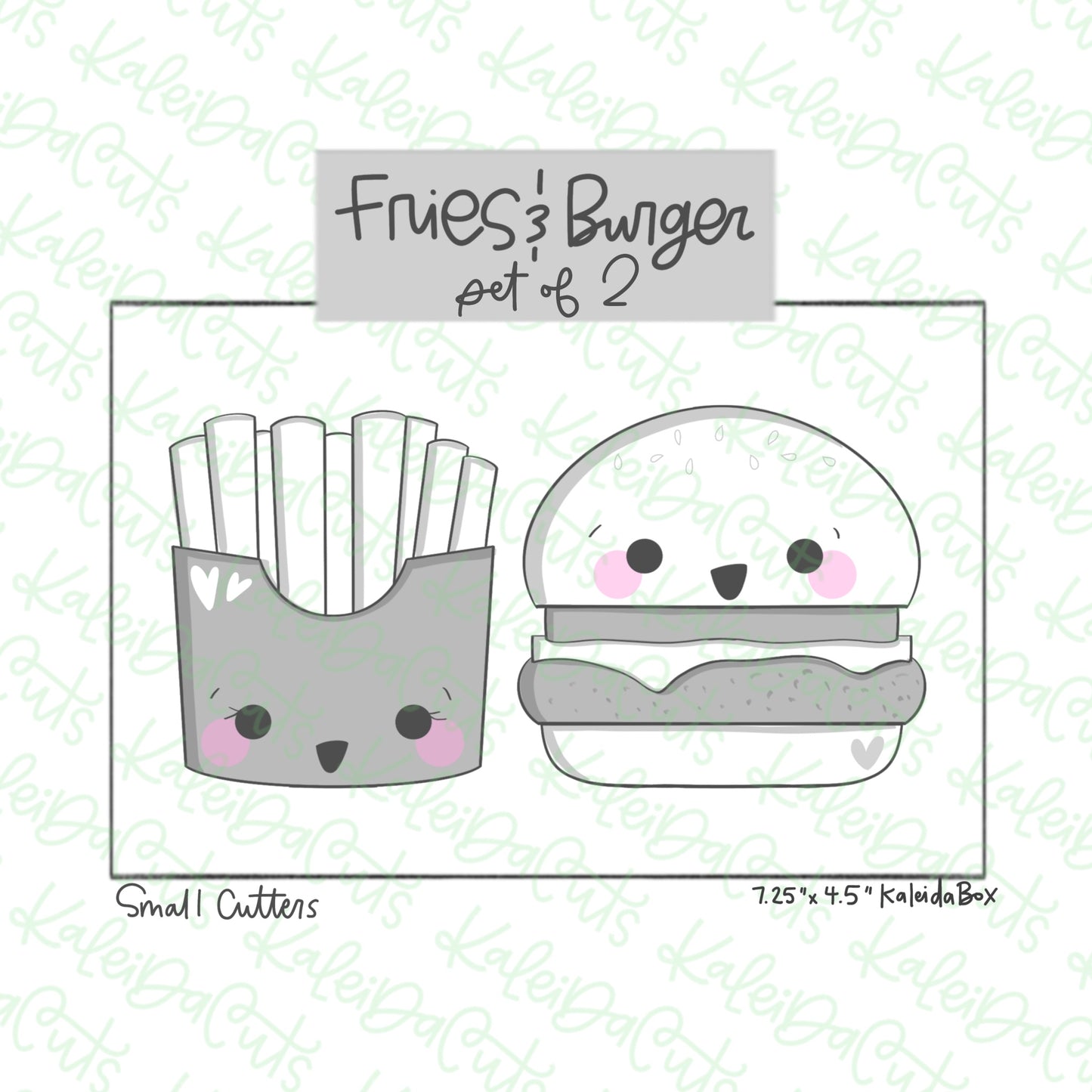 Valentine Burger and Fries Cookie Cutter Set of 2