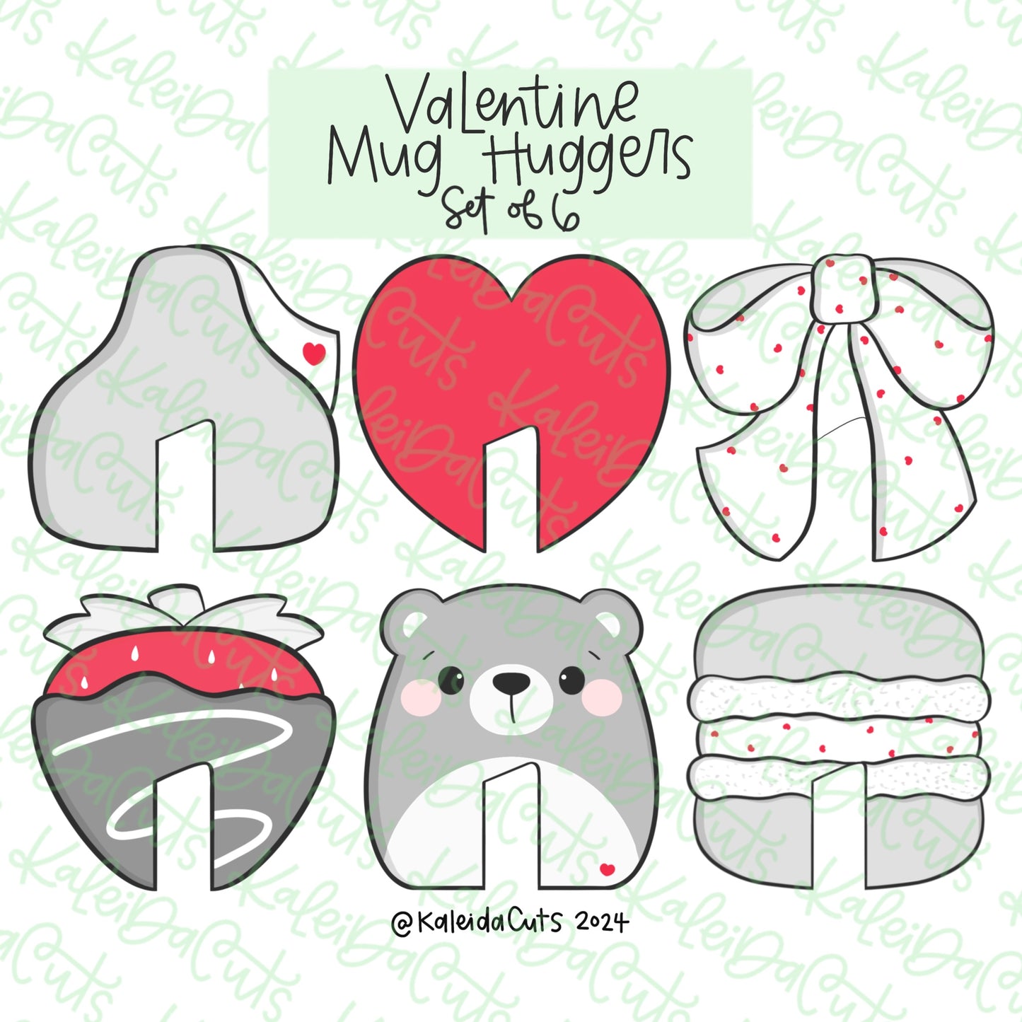 Valentine Mug Huggers Cookie Cutter Set of 6