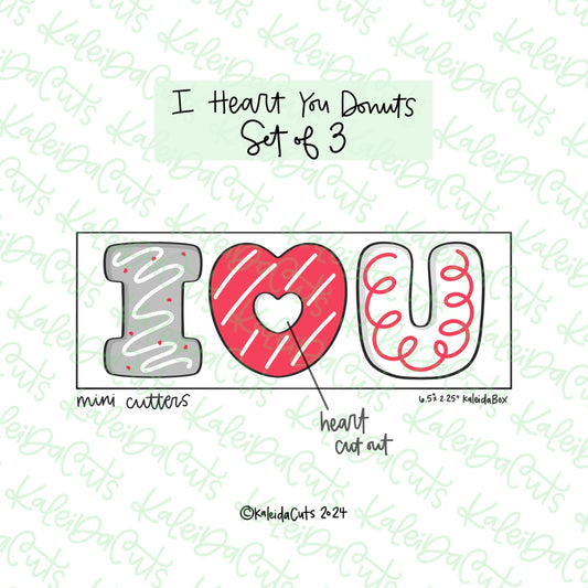 I Heart You Donuts Cookie Cutter Set of 3