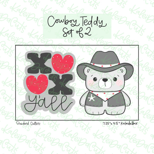 Cowboy Teddy Cookie Cutter Set of 2