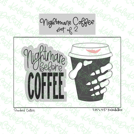 Nightmare Coffee Cookie Cutter Set of 2