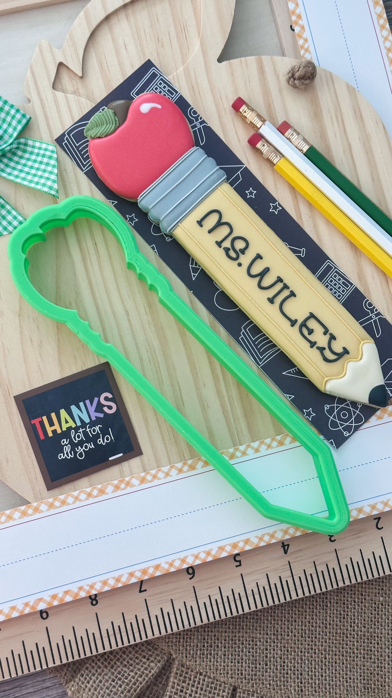 Skinny Apple Pencil Cookie Cutter