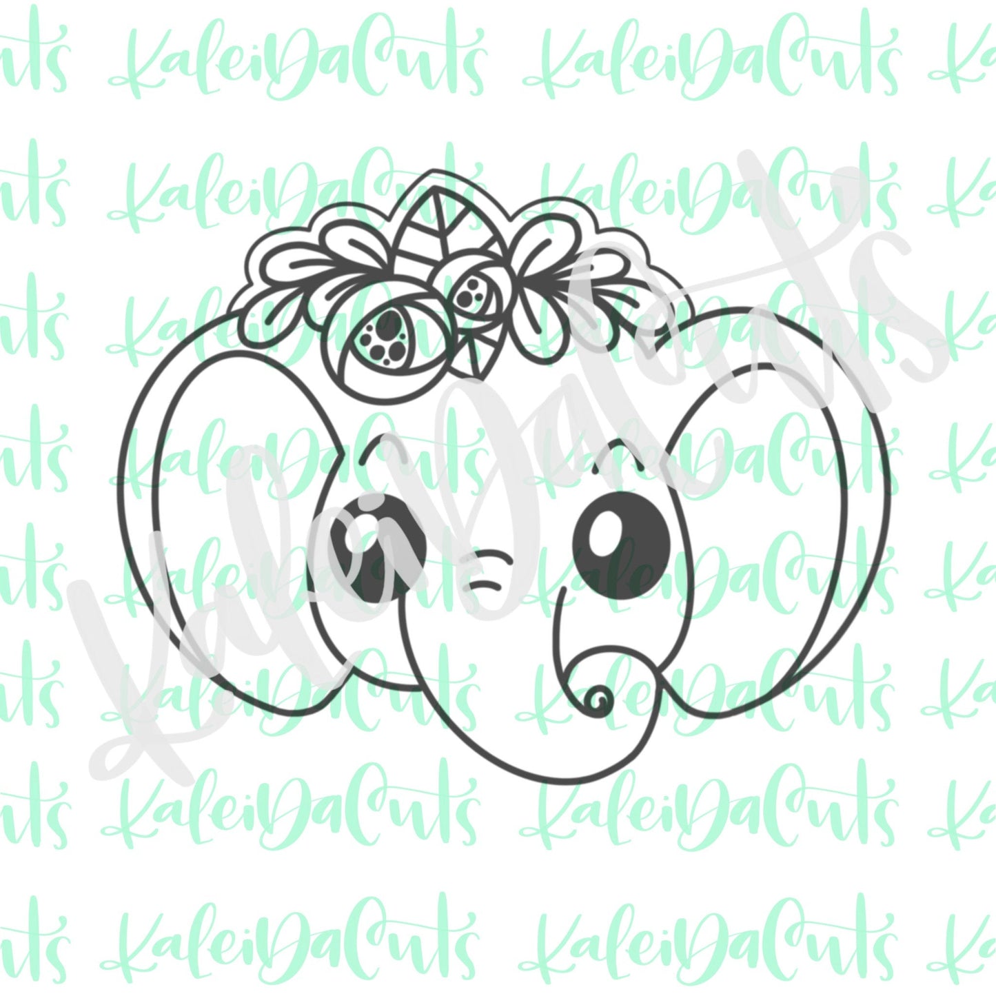 Floral Elephant Face Cookie Cutter