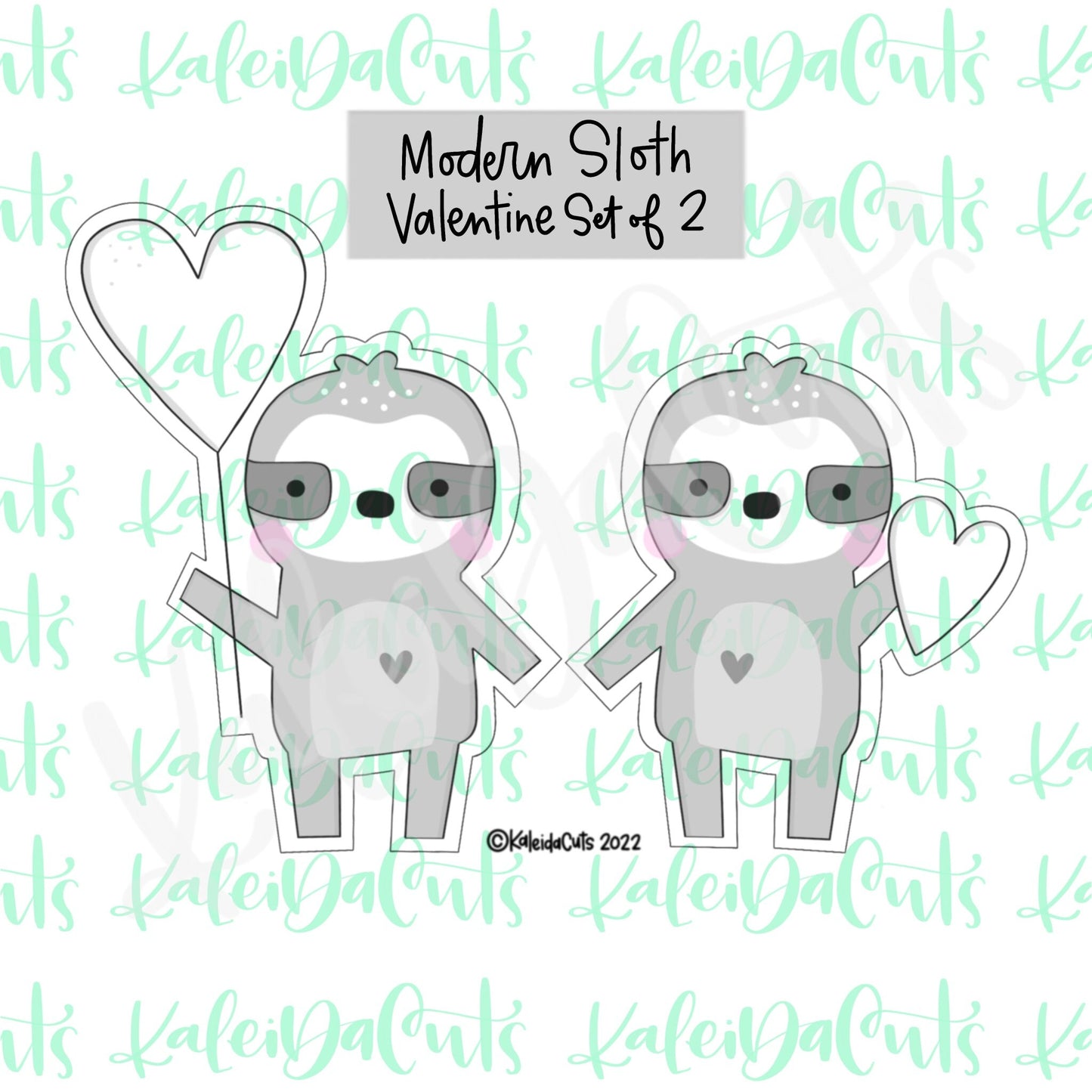 Modern Sloth Valentine Set of 2 Cookie Cutters